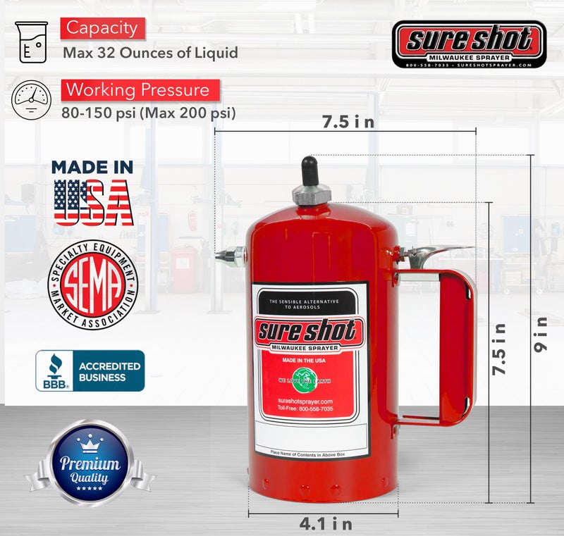 Sure Shot A1000R 1 Quart Enameled Steel Sprayer, Red - Image 2